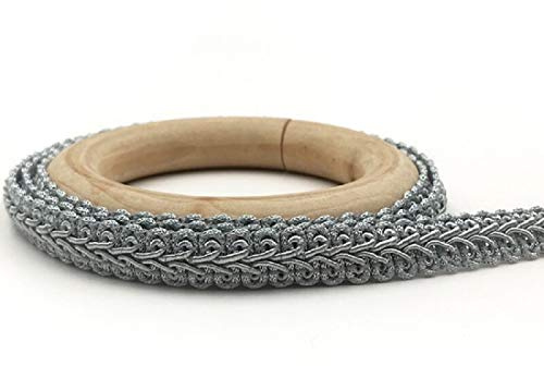 Yalulu 25 Meter Geflochten Zierband Borte aus Dekoband Zierband Geschenkband Spitzenborte Schnur Kordelband Nähen Handwerk Hochzeit Deko (Grau)