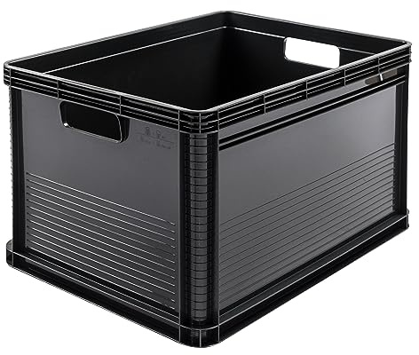 keeeper Lot de 3 Caisses de Transport, Empilables, Polypropylène, 3 x 64 l, Robert, gris graphite