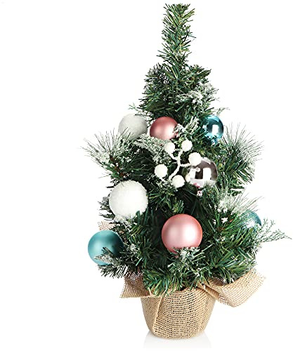 COM-FOUR® Künstlicher Weihnachtsbaum mit Christbaumkugeln, Geschmückter | Christbaum für die Deko zu Weihnachten