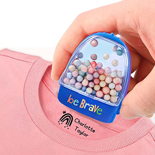 Dr. Stamp - Personalised Custom Name Stamper for Kids Clothes, School Uniforms, Care Homes, Daycare, Nursery. Washable Ink, No Come Off Stick Sticky Name Labels in The Wash! (Blue)