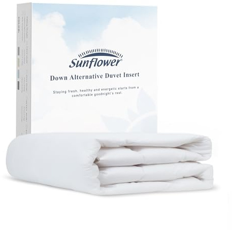 sunflower Full Size White Comforter Lightweight Down Alternative Filling 100% Cotton Shell Bedding Full Comforter Blanket for Hot Sleepers with Corner Tabs Soft Breathable Machine Washable