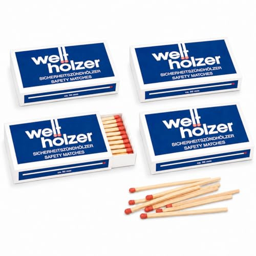 jameitop 4 Pack XL Welthölzer Streichholzschachteln 4 x 50er Packungen Retro/Vintage Streichhölzer Zündhölzer