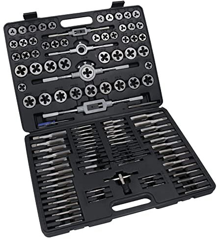 AB Tools Gewindeschneider-Set mit metrischem MM + imperialen UNF-UNC-Rohrgewindebohrer und Schneideisen, 115-teilig