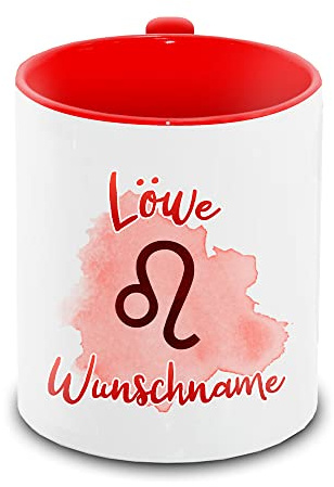 Tasse personalisiert mit Namen und Sternzeichen Löwe | Motiv-Tasse mit Tierkreiszeichen und Wunschnamen