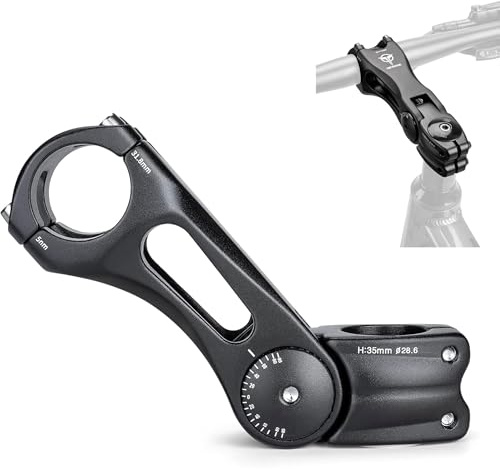 GEWAGE Attacco Manubrio Regolabile Bici, Attacco Riser per Manubri da 31,8 mm (1-1/4 Pollice), Adattatore Altezza Manubrio Lega Alluminio per MTB, Bici da Corsa, BMX, E-Bike (125mm)