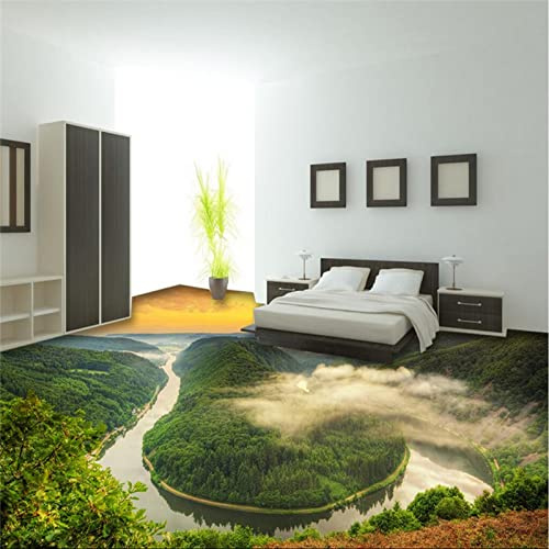 Peinture au sol sur les montagnes et les rivières Cascade 3D Papier peint au sol Décoration de la maison imperméable et résistante à l'usure, 150 * 105cm