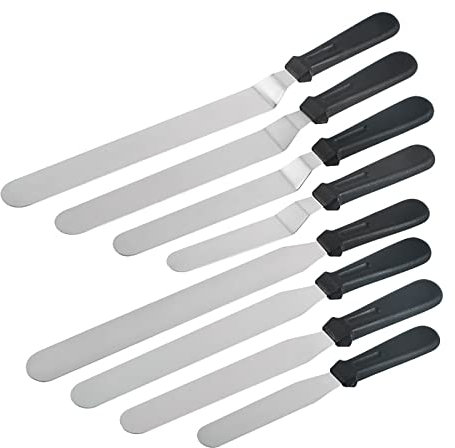 CHAMEEN Angle Palette Set Stainless Steel Spatula Cake Knife Angled Pallets Icing Smoother Spatula for Spreading Cream and Cake Decorating