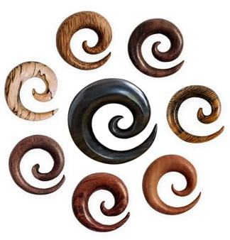 Fly Style Dehnspirale Expander Ohr Piercing aus verschiedene Holzarten