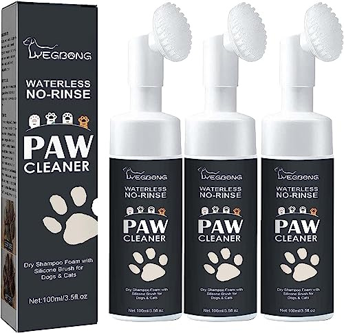 Espuma limpiadora para perro – Limpiador perro, champú seco con cepillo silicona, espuma limpiadora para pies animales, 1/2/3 piezas