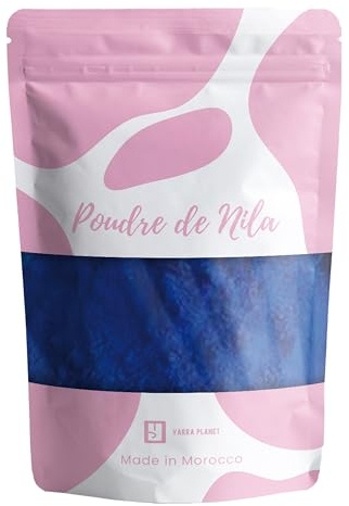 Yarra Planet blaues aufhellendes nila-Pulver aus Marokko | 100 % natürliches blaues Nila-Pigment | Royal-Blue Gesichtsmaske | Indigo Haarpuder