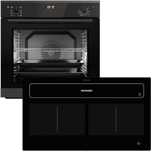Oranier Backofen Set EBS420 Einbau autark - 9 Funktionen & Flächeninduktions-Kochfeld 90 cm Dunstabzug KFL 2092-4 Kochzonen & Brückenfunktion