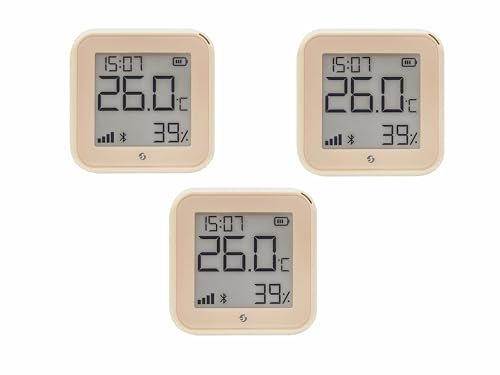 SHELLY WLAN-Temperatur- u. Feuchtigkeitssensor Plus H&T Gen. 3, BT, Mokka, 3 Stück