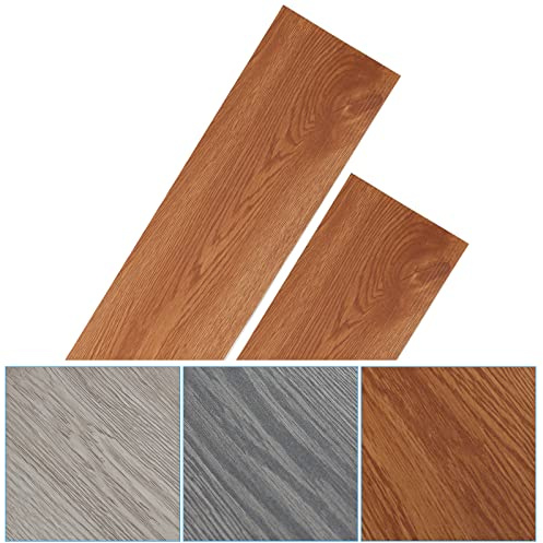 Fiqops 91.5x15.2cm ca. 4 m² 28 Fliesen PVC Bodenbelag Selbstklebend Vinylboden Rutschfest Wasserfest Bodenfliesen Laminat Dielen Vinyl-Fliesen für Fußbodenheizung Classic Warm Oak