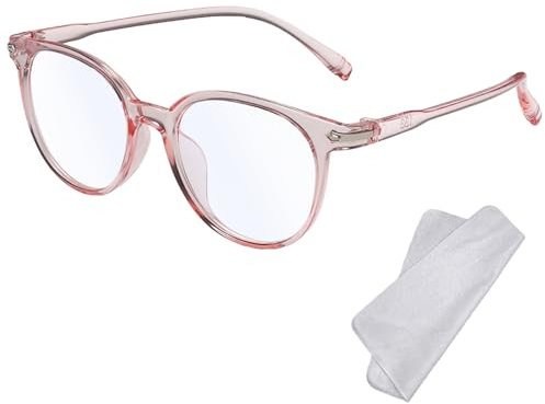 XFentech Occhiali Anti Luce Blu - Ultraleggeri Occhiali da Lettura Occhiali da Computer Occhiali da Gioco con Blocco della Luce Blu Occhiali Classici Adatti per Donne e Uomini - Rosa Trasparente
