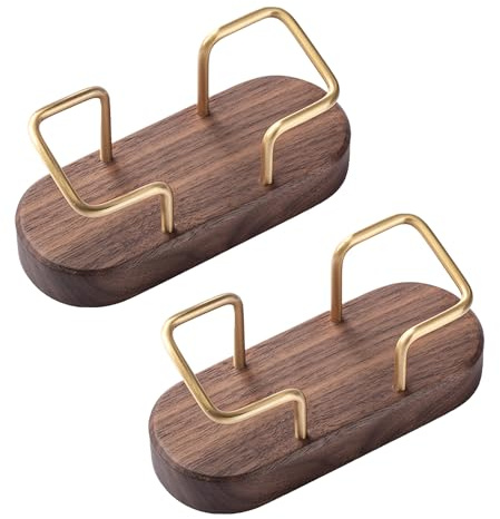 muso wood Visitenkartenhalter Holz Visitenkartenständer 2 Stück | Aus Walnuss und Messing, Visitenkarten Aufbewahrung für Büro, Laden, Messestand, Schreibtisch