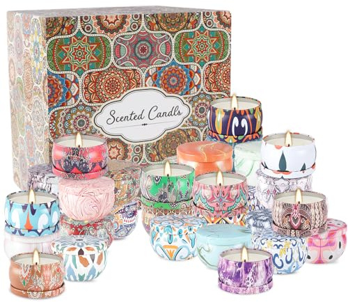 YOROXRG 36 Pack Multicolored Scented Candles Gifts Soy Wax Travel Tin Jar Candles for Home 2.5 OZ for Mom,Christmas, Home Scented Decoration Birthday, Thanksgiving, Mother's Day(Color: Brown)