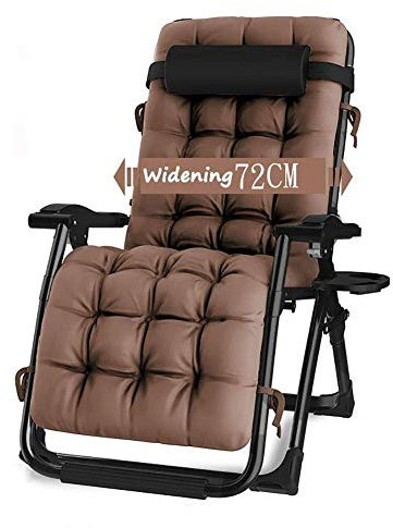 Generisch Zero Gravity Patio Lounge Chair, Liegestuhl für den Garten, Outdoor-Klappstuhl mit braunen Kissen, tragbarer Schaukelstuhl, tragbarer Lounge Chair für die Mittagspause, Pare Chair