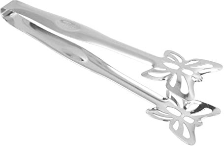 Edelstahl Zuckerzange, Zange Zucker Clip Eiswürfelzange Servierzange Salatzange Gebäckzange für Hochzeit Party Candy Bar Büfett Grill (Schmetterlingszange Silber)