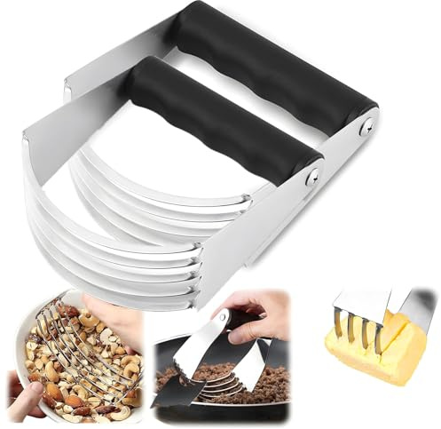 2-pack rostfritt stål bakverk mixerskärare och bänkskrapset, effektivt mångsidigt kök bakverktyg med ergonomiskt grepphandtag för nötter, paj och deg bearbetning (skärare)