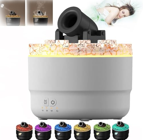 PKKP Aroma Diffuser, 7 Farben LED Cannon Humidifier, 280ML USB Geräuschloser Diffusor mit 2 Nebelmodi 3 Timing-Stufen, Luftbefeuchter DuftöL Diffuser für Zuhause Büro Schlafzimmer (Weiß)