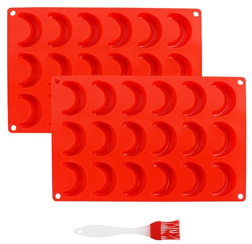 Zouboto 2 Stück Vanillekipferl Backform Silikon Vanillekipferl Form Silikonform Vanillekipferl Backblech Kipferl Backform Kipferlblech für Schokolade Eiswürfel Pralinen