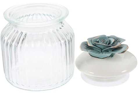 HOLIDYOYO Gold Painted Porcelain Flower Sealed Jar Airtight Glass Lid for Kitchen Storage for Tea and Sugar Containers