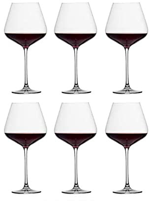 Copas de vino tinto, copas de vino de cristal de tallo largo, copas de cristal de plomo, vasos de vino tinto y blanco de 680 ml, copas de vino duraderas y transparentes, para reuniones familiares, 6