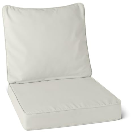 Amazon Basics - Cuscino per Sedia da Giardino con Schienale. 48.2x48.2x7.6 cm. Beige. Confezione da 1