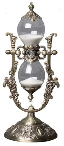 Europäischer Sanduhr Timer, Vintage Gravierte Messing Sanduhr, Rotierende Sanduhr 15/30Minuten Antike Große Glas-Metall-Sanduhr Schreibtisch Deko Für Zuhause, Bürodekoration 30 Minutes