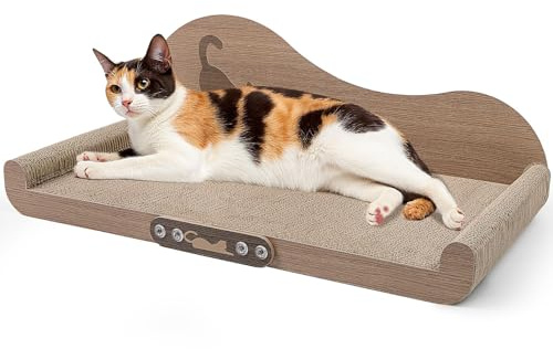 NATUYA Cat Scratcher Cardboard Lounge Bed, Large Cat Scratching Board Couch, Durable Cats Scartch Pad for Indoor Cats