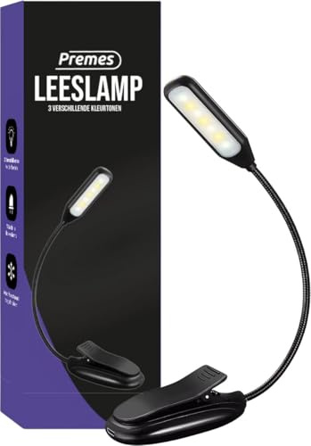 Premes - Leselampe - Nachttischlampe - Klemmlampe - Klemmlampen - Nachttischlampen Leselampen - Buchlampe - Nachttischlampen Schlafzimmer Erwachsene - Leselampe für Bücher - Fürs Bett - Mit Klemme - W
