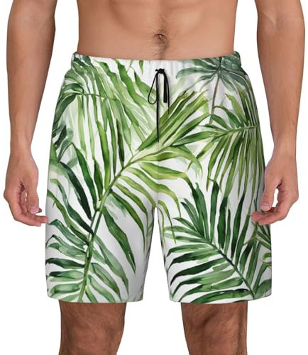 LHFIOHIRG (Tropical Palm Banana Leaves) Herren-Badehose, doppellagig, schnelltrocknend, Strandshorts mit elastischem Bund, Tropische Palmen-Bananen, L
