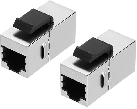 sourcing map RJ45 Cat 6A Ethernet-Koppler, Cat6A geschirmte Kupplungsbuchsen Buchse auf Buchse, Ethernet-Adapter, Silber, 2 Stück