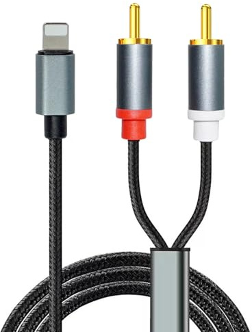 LLFYXM RCA Audio Aux Cable, 2-Male RCA IOS Adapter for iPhone to Aux Cable(1M) Auxiliary Lines Compatible with iPhone iPad iPod Touch for Home, Car and Speakers Amplifier