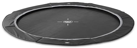 EXIT Toys 14ft Round In Ground Trampoline Ground Level for Garden - Quiet Jumping, Foot Protection, Smooth Bounce, Weather and Rust Resistant Frame - Black