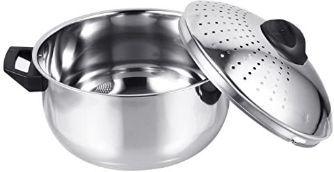 VALICLUD Schneller Edelstahl Nudeltopf Mit Siebdeckel 24cm Bruchfest Sicherer Verschluss Vielseitig Für Pasta Suppe Und Brei Tragbar Für Küche Und Outdoor