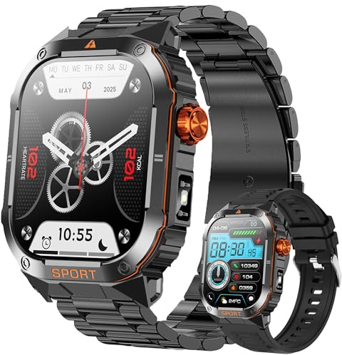 2,01 AMOLED Montre Connectée Homme avec Appel Bluetooth 5,2/Numérotation, Smartwatch Compatible Samsung Huawei Xiaomi Android iOS Podometre GPS Partagé Montre 123 Sports Cardiofrequencemetre (Noir)