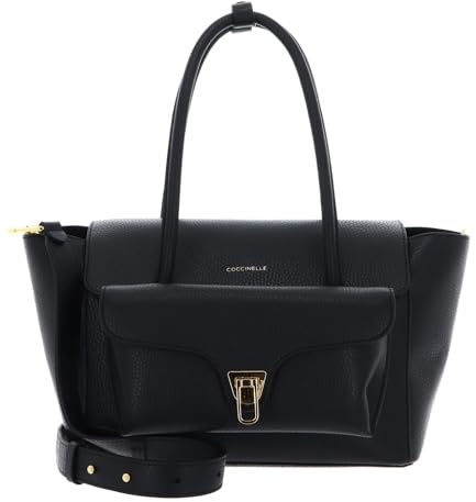 Coccinelle Double Beat Grained Leather Handbag Noir