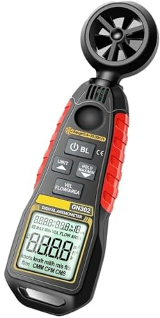 Anemómetro digital de mano de 9999 cuentas, 0,4-30,00 m/s, medidor de velocidad del viento, -20,0 °C-60,0 °C, comprobador de temperatura para jardín al aire libre