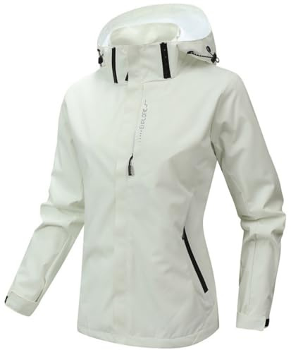 WINKEEY Veste Softshell Femme Imperméable Respirante Coupe-Vent Légère avec Capuche Veste de Pluie Extérieur pour Randonnée