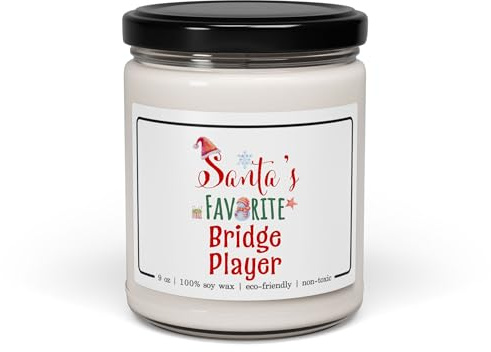 Santa's Favorite Bridge Player Candle - Christmas Gifts for Coworker Bridge Expert Employee Boss Manager Party Decoration - Xmas, New Year - 9oz Soy Wax Cinnamon Vanilla Scent
