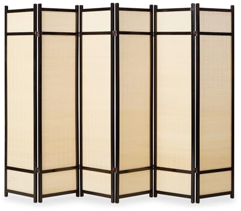 Homestyle4u 388, Paravent 6 teilig Schwarz Bambus Raumteiler Holz Sichtschutz