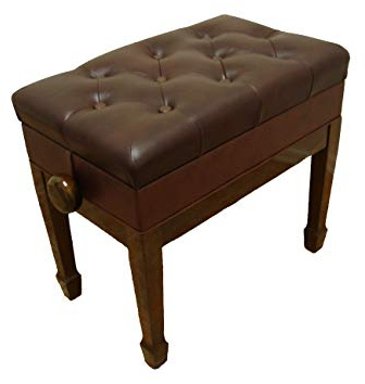 Adjustable Artist Piano Bench Stool in Walnut with Music Storage