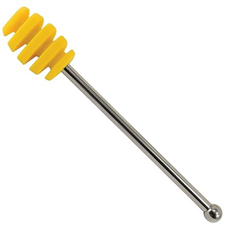 CybrTrayd Silicone Honey Dipper with Stainless Steel Handle, Yellow