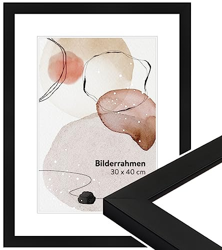 WANDStyle Bilderrahmen 40x60 Schwarz, moderner Bilderrahmen Holz 40x60 cm | Hochwertiger Holzbilderrahmen, Posterrahmen zum Aufhängen, Rahmen 60x40 cm, Fotorahmen H430 - Made in Germany