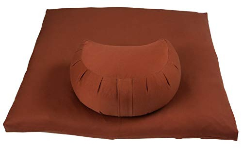 Buckwheat Crescent Zafu and Zabuton Meditation Cushion Set (2pc), Clay