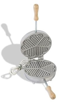 CBE Elettrodomestici Biscottiera Elettrica con Piastre in Alluminio a 5 Cuori MOD. 8050300, Macchina per Cialde Morbide e Biscotti con Manici in Legno