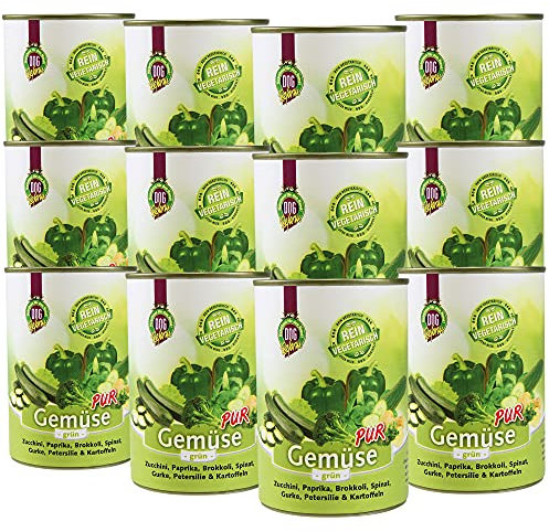 Schecker Nassfutter - Gemüse PUR - grün - getreidefreies Hundefutter - 12 x 410 g - kalorienarm - Diätfutter - Schonkost