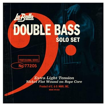La Bella 7720S Double Bass Solo Extra Light Tension Nickel Flat Wound on Rope Core String 7721S-G- 7724S-E
