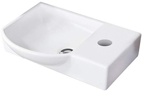 FACKELMANN Waschbecken links Gäste-WC / Waschtisch aus Keramik / Maße (B x H x T): ca. 45 x 10,5 x 32 cm / hochwertiges Becken fürs Badezimmer / Farbe: Weiß / Breite: 45 cm